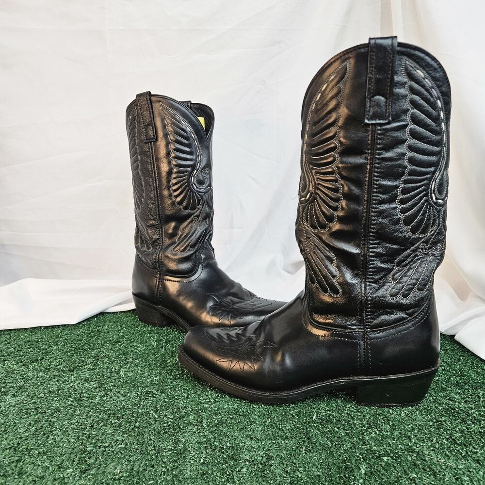 Laredo Black Leather Western Boots - Men’s 9.5 EW - Square Toe Cowboy Boots